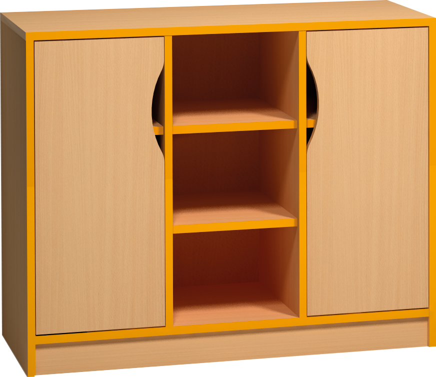 Skříňka s dvířky a otevřenými policemi - 100 x 76 x 45cm