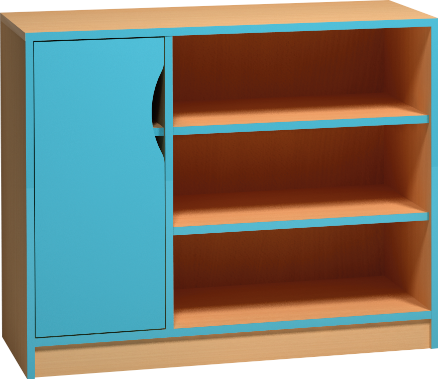 Skříňka s dvířky a otevřenými policemi - 100 x 76 x 45cm