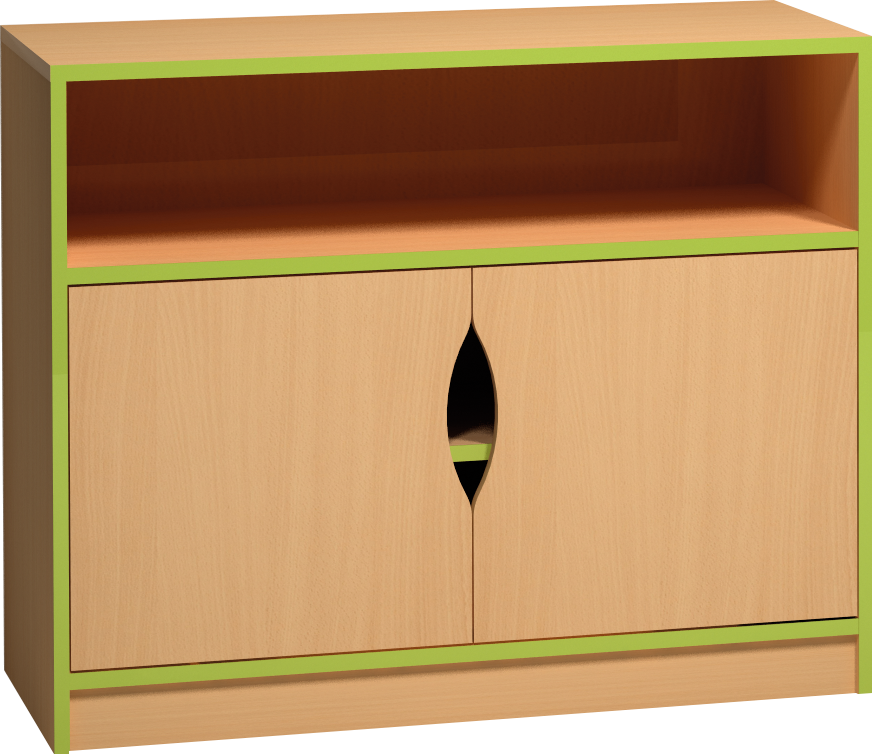 Skříňka s dvířky a otevřenou policí - 100 x 76 x 45cm