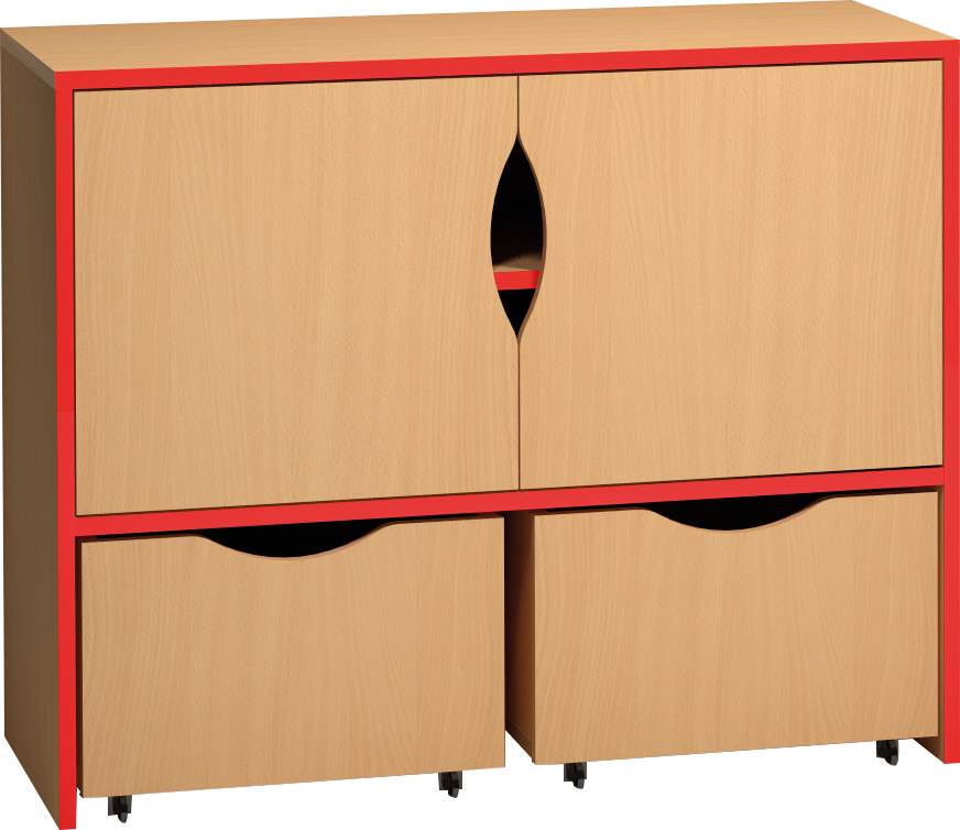 Skříňka s dvířky a kontejnery - 100 x 76 x 45cm