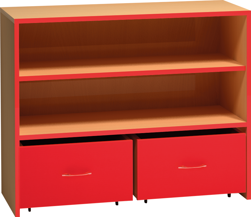 Skříňka kontejnery a otevřenými policemi - 100 x 76 x 45cm