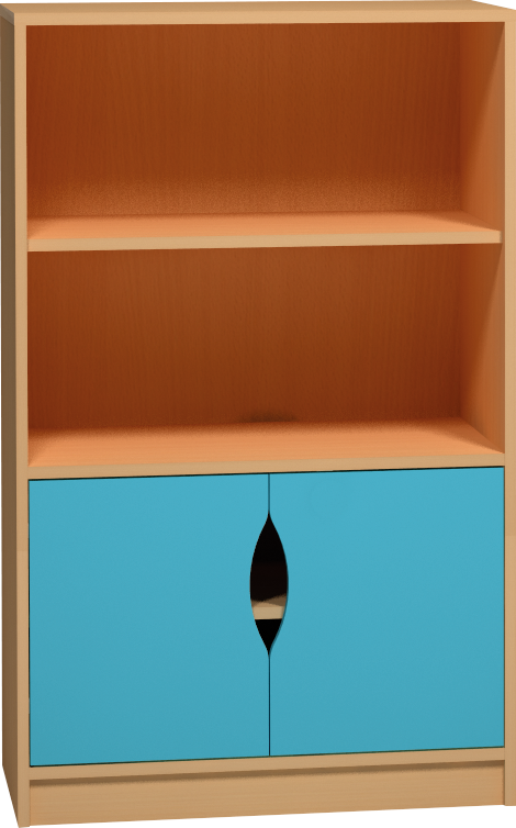 Skříňka s otevřenými policemi a dvířky - 80 x 121 x 45cm