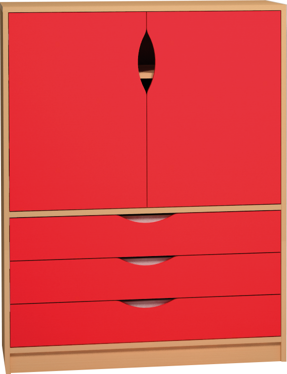 Skříňka se zásuvkami a dvířky - 100 x 121 x 45 cm