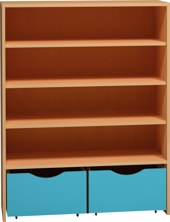 Skříňka s kontejnery a otevřenými policemi - 100 x 121 x 45 cm