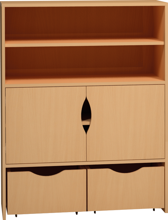 Skříňka s dvířky, zásuvkami a policemi - 100 x 121 x 45 cm