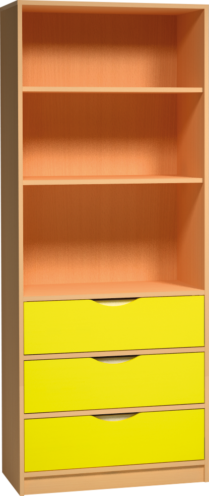 Skříň s otevřenými policemi a zásuvkami - 90 x 187 x 45cm