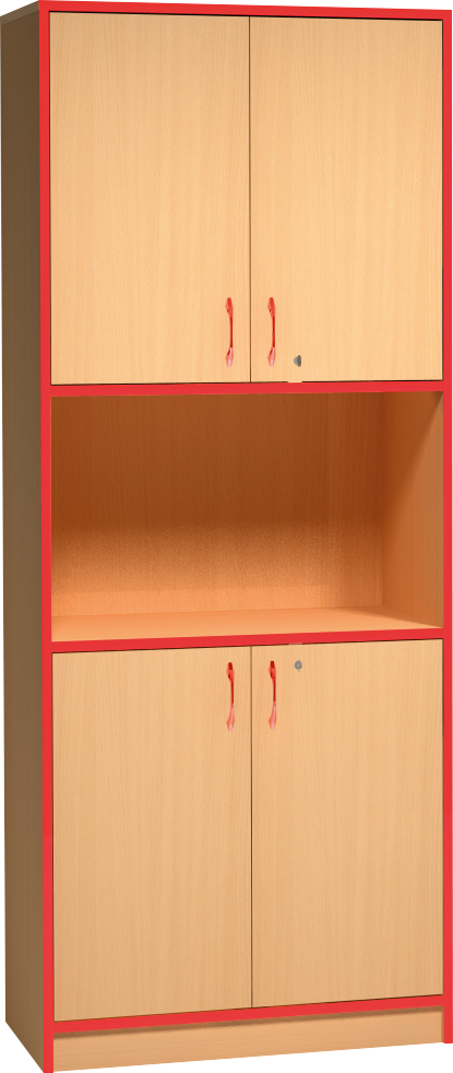 Skříň s dvířky a otevřenou policí, se zámkem - 80 x 187 x 45cm