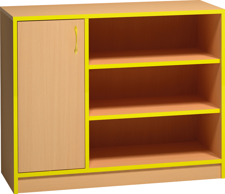 Skříňka s dvířky a otevřenými policemi - 100 x 76 x 45cm