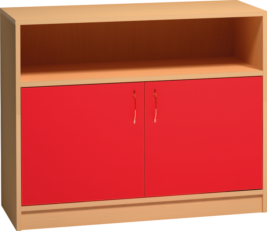 Skříňka s dvířky a otevřenou policí - 100 x 76 x 45cm