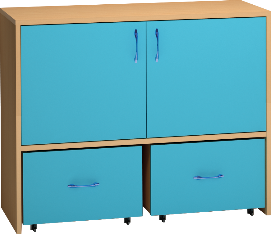 Skříňka s dvířky a kontejnery - 100 x 76 x 45cm