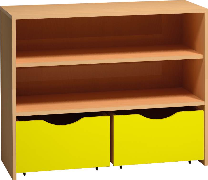 Skříňka kontejnery a otevřenými policemi - 100 x 76 x 45cm