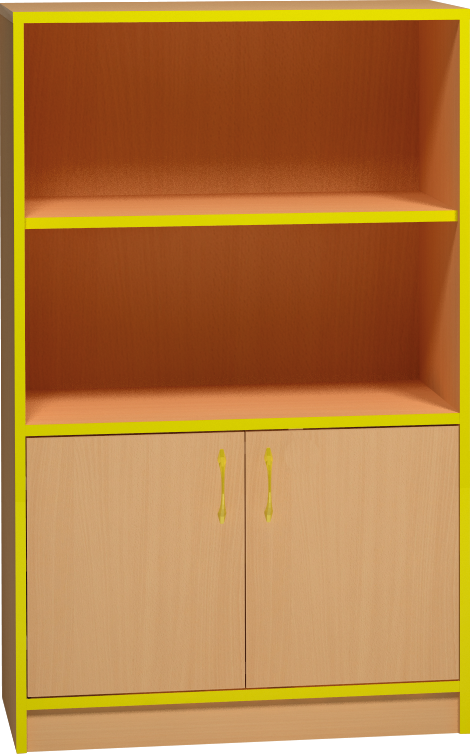 Skříňka s otevřenými policemi a dvířky - 90 x 121 x 45cm