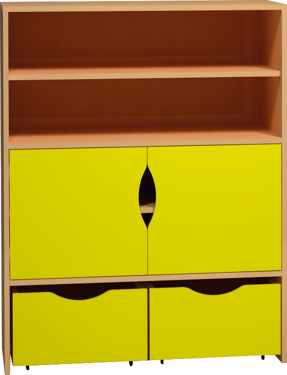 Skříňka s dvířky, zásuvkami a policemi - 100 x 121 x 45 cm