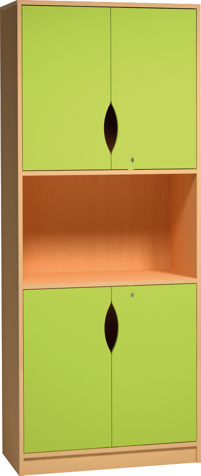 Skříň s dvířky a otevřenou policí, se zámkem - 80 x 187 x 45cm