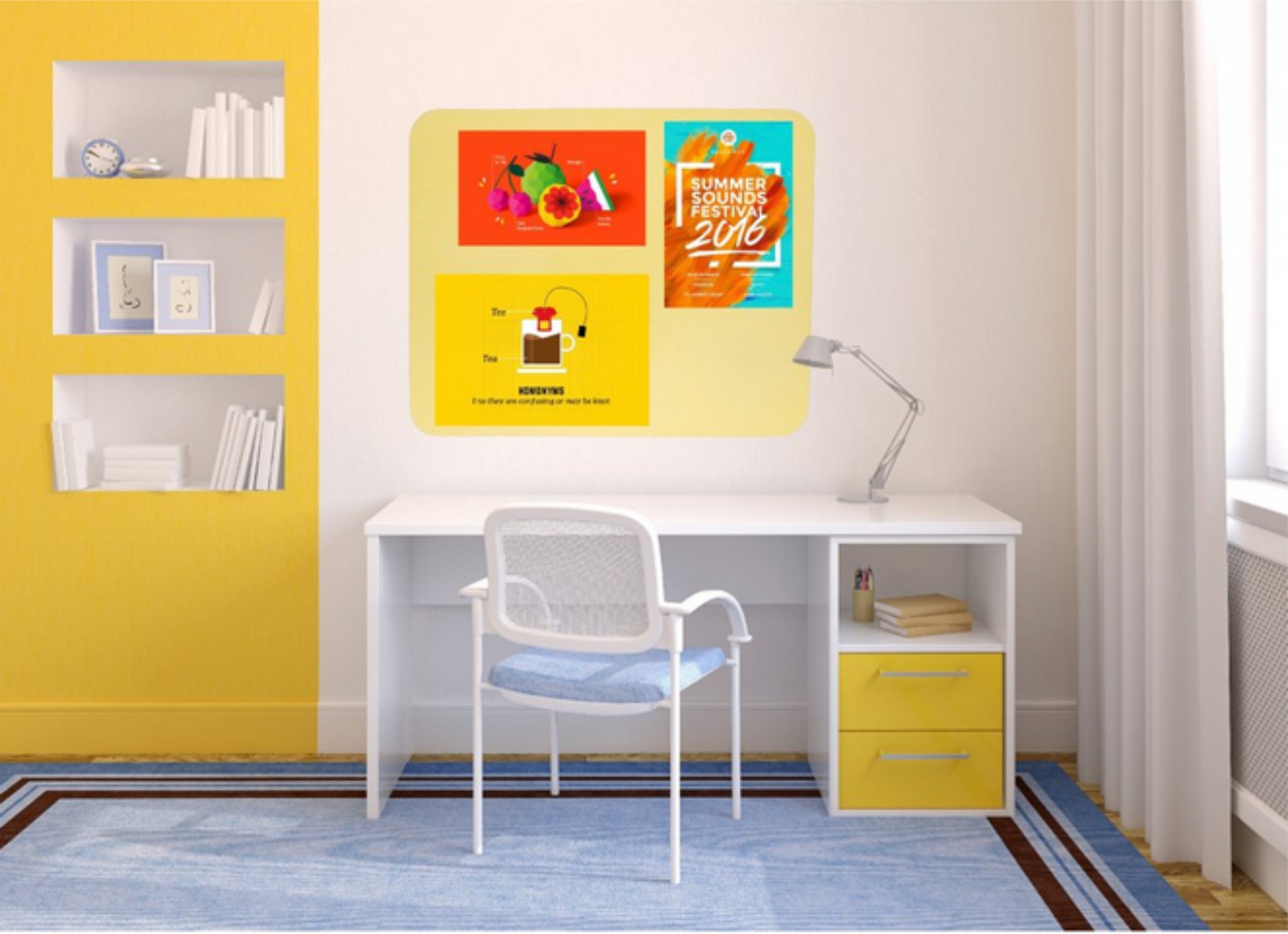 Barevná samolepící nástěnka VYLENKA 