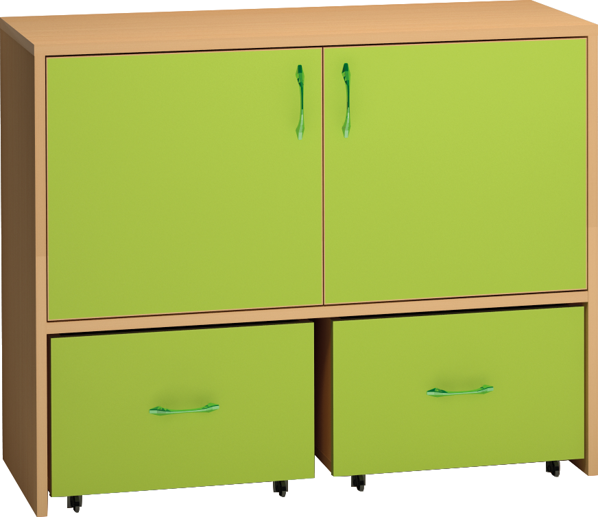 Skříňka s dvířky a kontejnery - 100 x 76 x 45cm