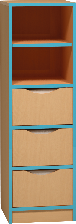 Skříňka se zásuvkami a policemi - 40 x 121 x 45cm