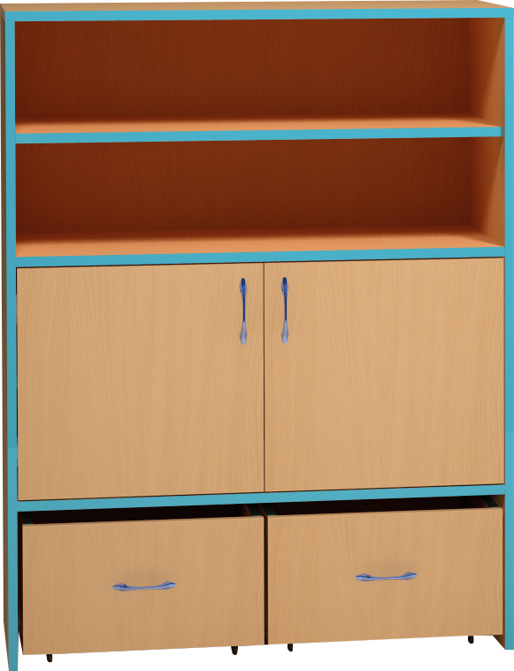 Skříňka s dvířky, zásuvkami a policemi - 100 x 121 x 45 cm