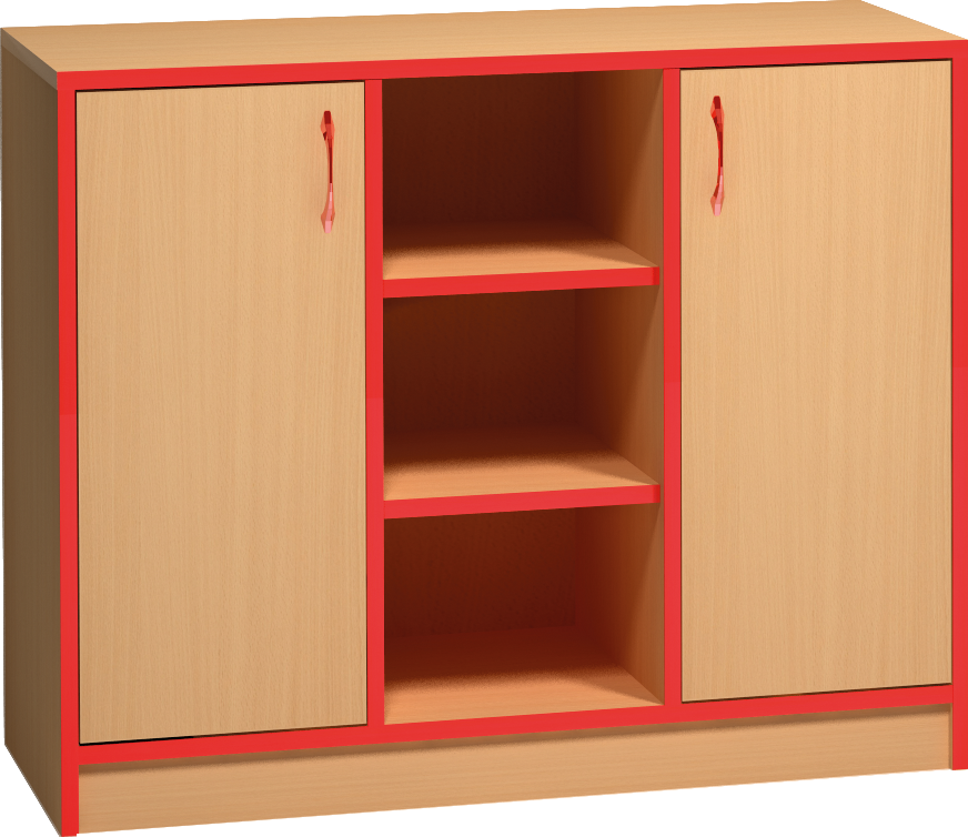 Skříňka s dvířky a otevřenými policemi - 100 x 76 x 45cm