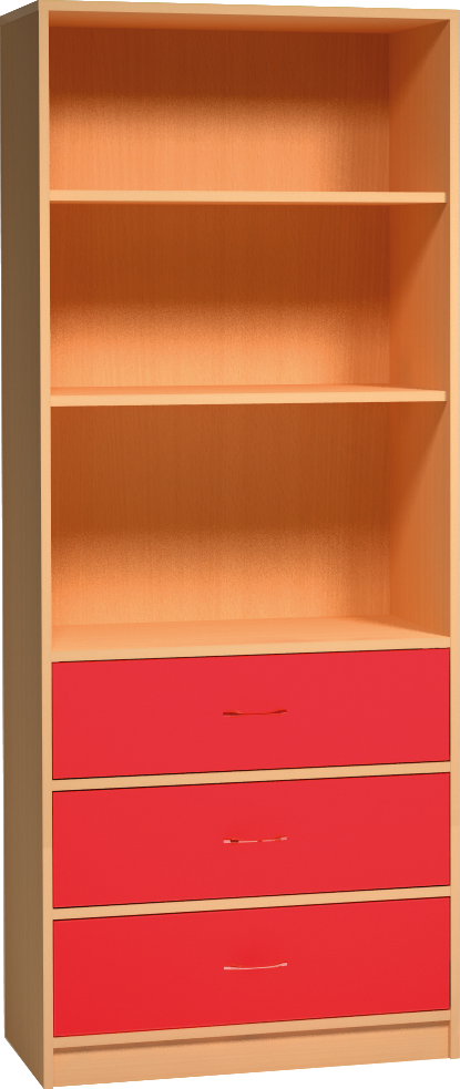 Skříň s otevřenými policemi a zásuvkami - 80 x 187 x 45 cm
